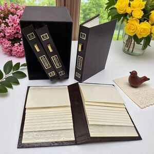 Mid Century Photo Album Set for 3x5 Photos (Embossed Spines with Gold Handles)